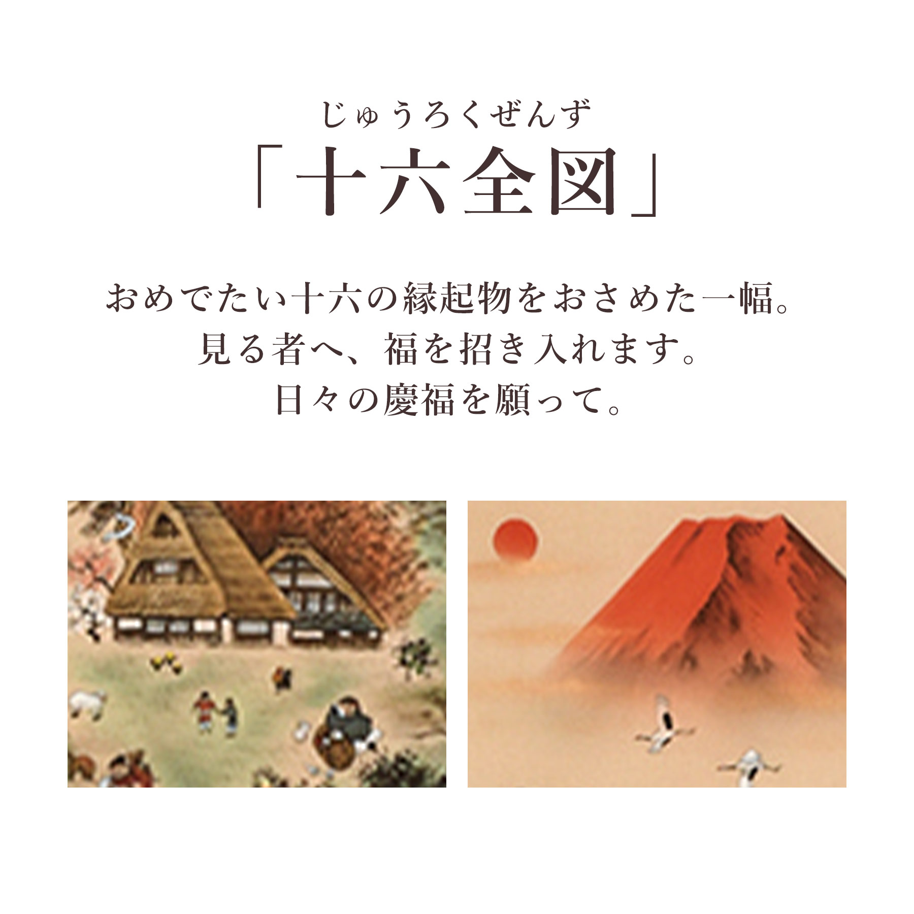 掛け軸 掛軸 「十六全図」 太田玉芳 尺五立 サイズ：54.5×190cm 桐箱付