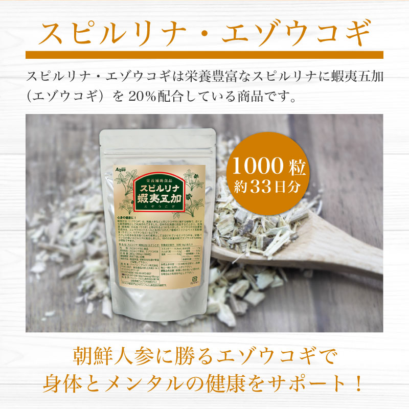 スピルリナ蝦夷五加 エゾウコギ 1000粒 サプリメント 藻 健康食品 Spirulina 【税込3,000円以上送料無料】 ポイント利用 爆買 関連画像5
