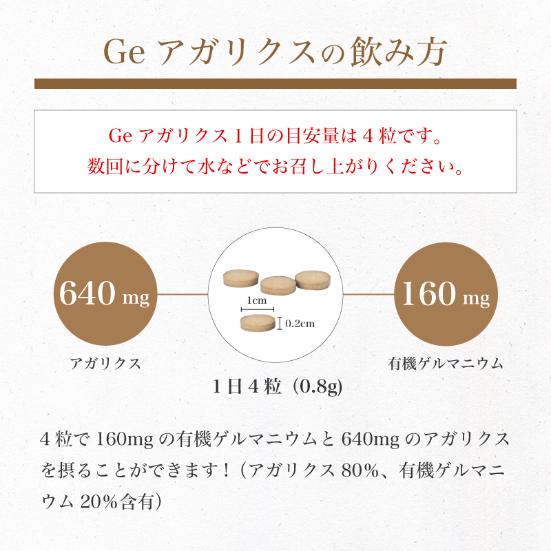 Geアガリクス 120粒 サプリメント 有機ゲルマニウム 健康食品