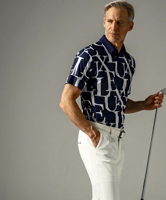 LUXE AKM PLUS リュクスエイケイエムプラス ゴルフ 総柄ロゴ 半袖