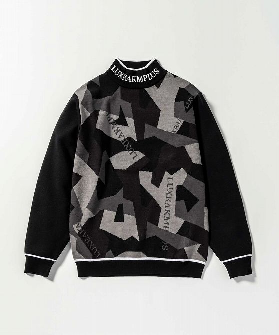 LUXEAKMPLUS ニット カモ柄 KNIT Mサイズ モックネック LUXE AKM PLUS リュクスエイケイエムプラス ゴルフ カモ柄モックネック