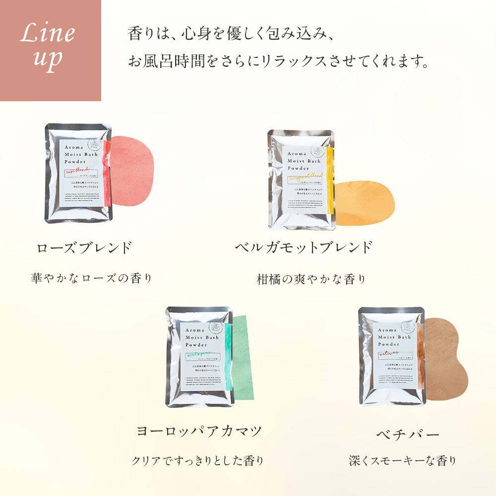 入浴剤 アロマモイストバスパウダー 4種類の香り 4袋 まるで美容液の
