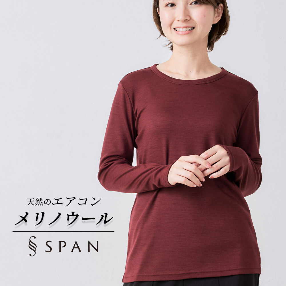 スーパー120 メリノウール 日本製 tシャツ インナー 登山 長袖 レディース クルーネック カットソー ベースレイヤー 秋 冬 スーパー120 メリノウール 日本製 tシャツ インナー 登山 長袖