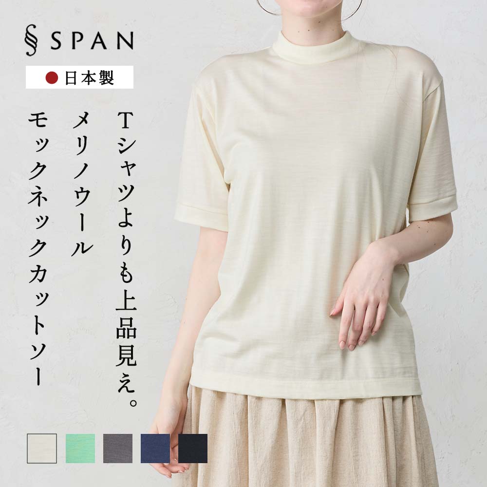 メリノウール Tシャツ 半袖 モックネック ハイネック 日本製 インナー ウール100% 山登り 登山 レディース 無地 カットソー アンダーウェア 洗えるウール |  | 01
