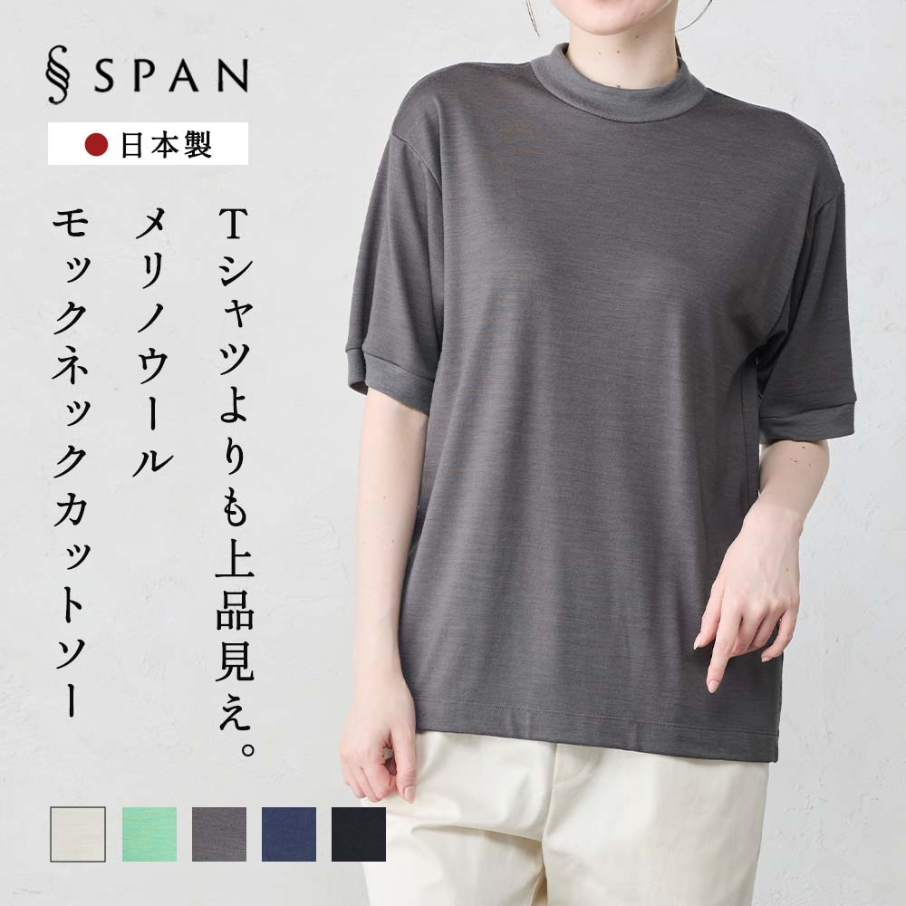 メリノウール Tシャツ 半袖 モックネック ハイネック 日本製 インナー ウール100% 山登り 登山 レディース 無地 カットソー アンダーウェア 洗えるウール |  | 03