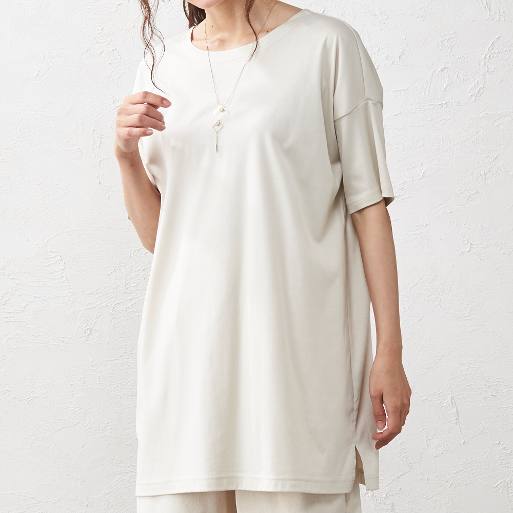 日本製 汗ジミ防止 tシャツ レディース 接触冷感 UVカット 綿100% トップス カットソー 半袖 5分袖 コットン 6190795 |  | 02