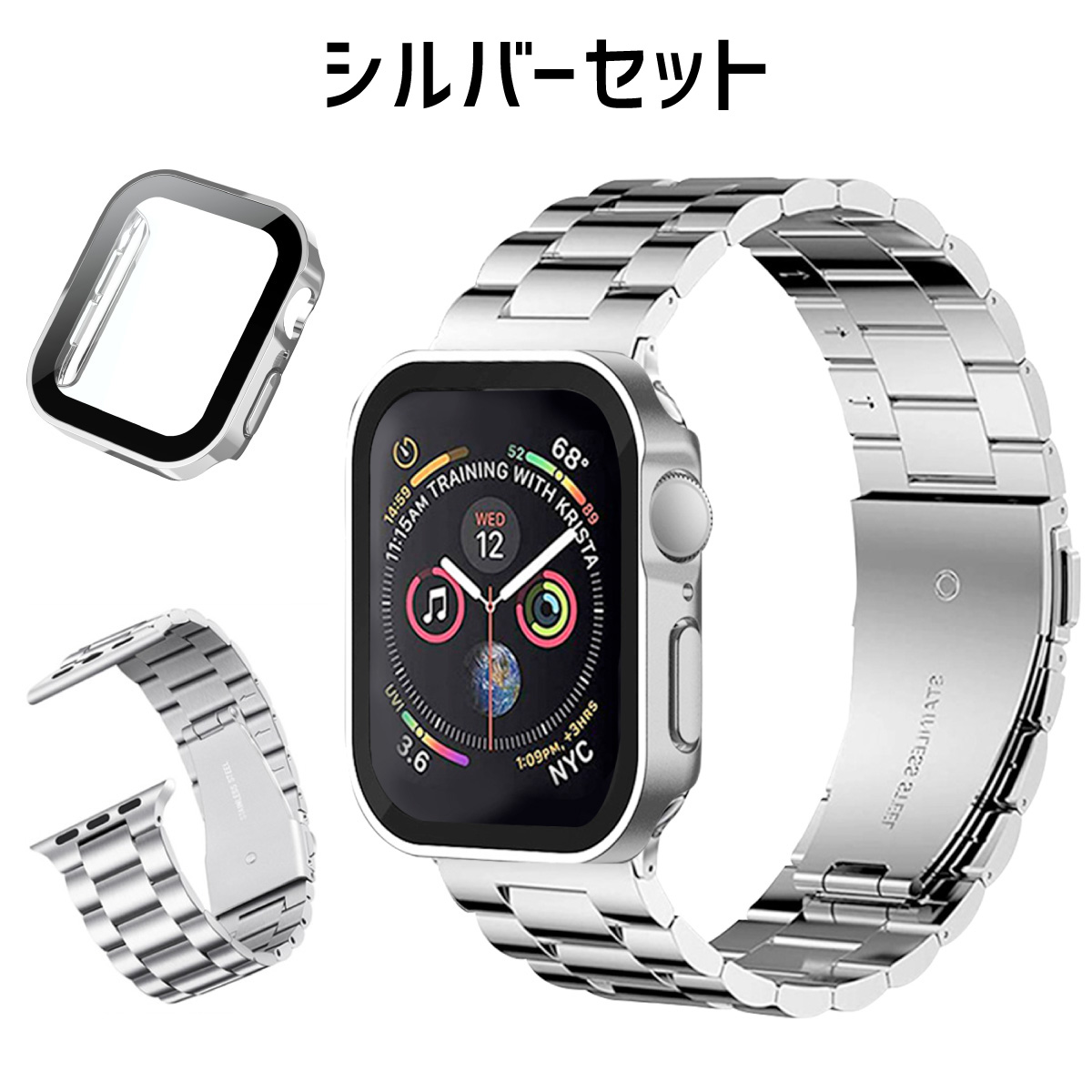 アップルウォッチ カバー バンド セット apple watch ケース ステンレス 防水 46mm 44mm 45mm 40mm