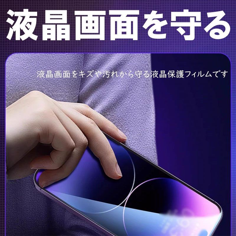 iPhone 16 15 Pro用 液晶保護フィルム 防爆 ソフトフィルム ブルー