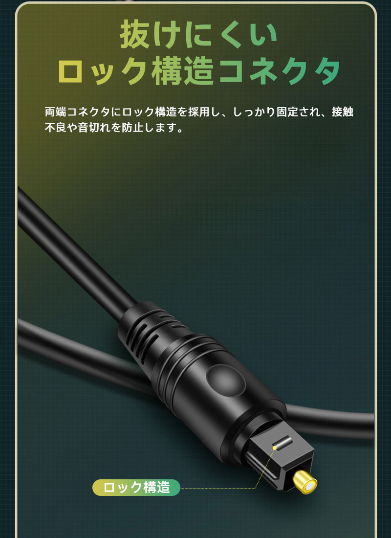 高音質 TOSLINK 光デジタルオーディオケーブル S/PDIF対応 Dolby 5.1