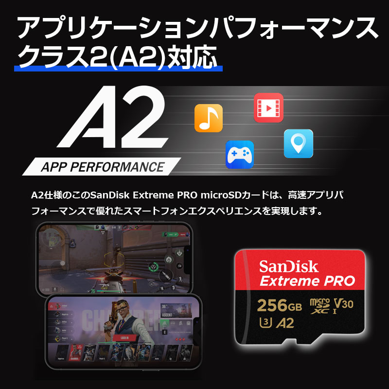 microSDXCカード 256GB SanDisk Extreme PRO V30 A2 R:200MB/s W:140MB/s UHS-I U3 SD変換アダプター付 並行輸入品 送料無料