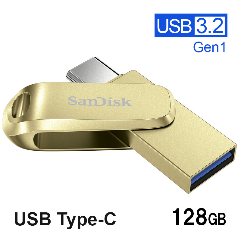 USB[ 128GB SanDisk USB3.2 Gen1-A/Type-C RlN^ Ultra Dual Drive Luxe R:400MB/s ] SDDDC4-128G-G46GD zB sAi