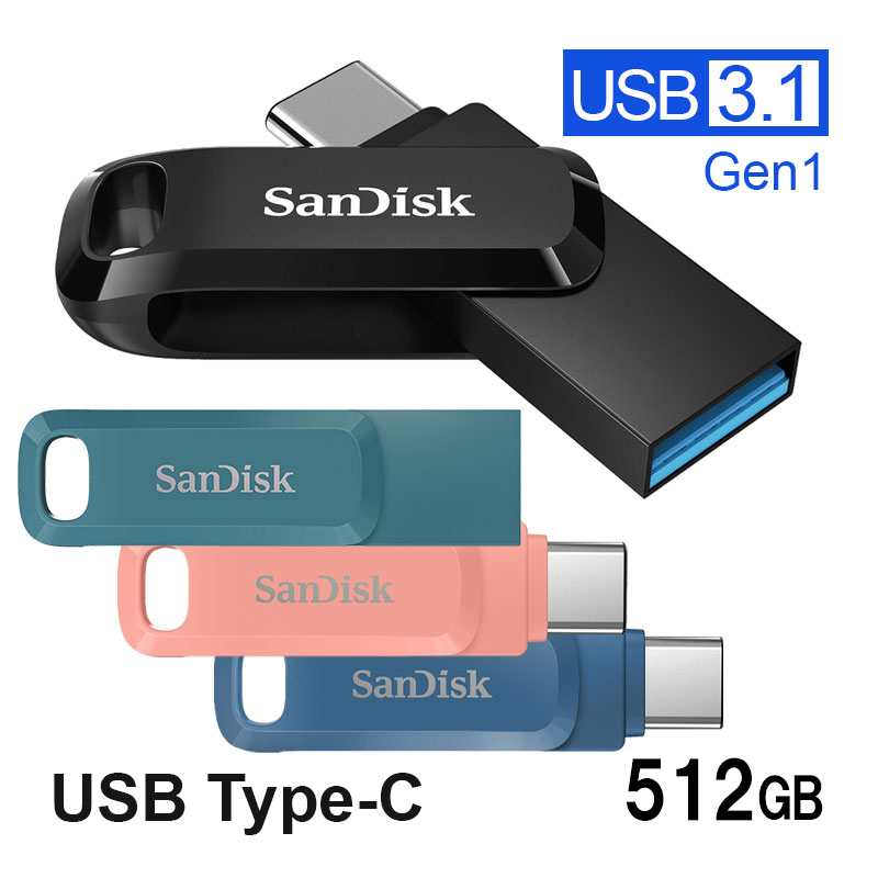 USB 512GB SanDisk USB3.1 Gen1-A/Type-C RlN^ Ultra Dual Drive Go R:400MB/s SDDDC3-512G ] sAi zB