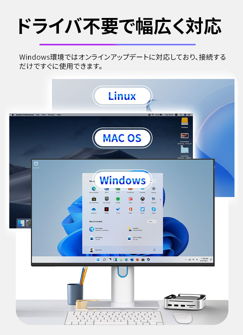 SPD 10-in-1 Mac mini M4/M4 Pro用ドッキングステーション USB-Cハブ