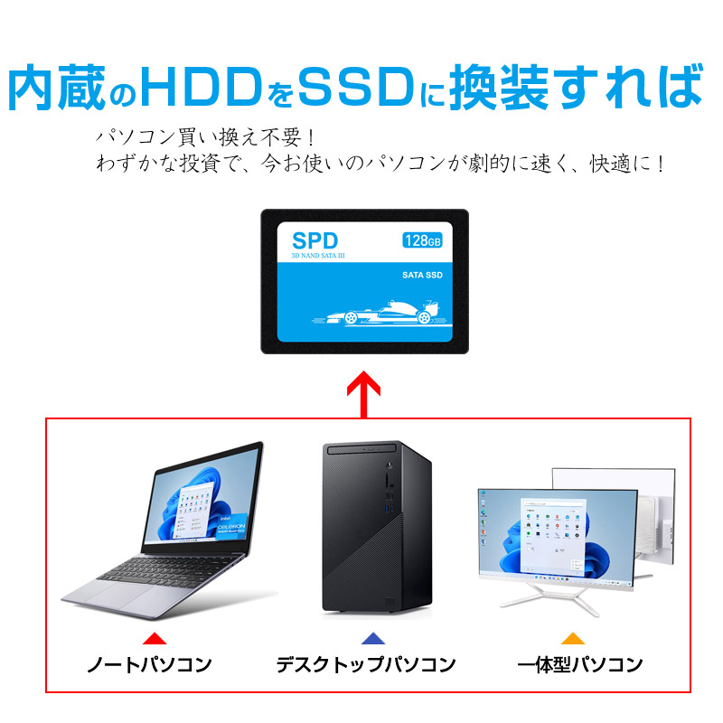 SPD SSD 128GB【3D NAND TLC】SATAIII R:520MB/s 内蔵2.5インチ 7mm 