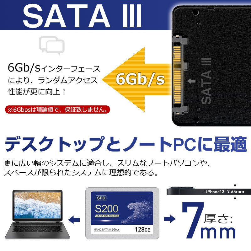 SPD ポイント5倍 SPD SSD 128GB【3D NAND TLC】SATAIII R:550MB/s 内蔵