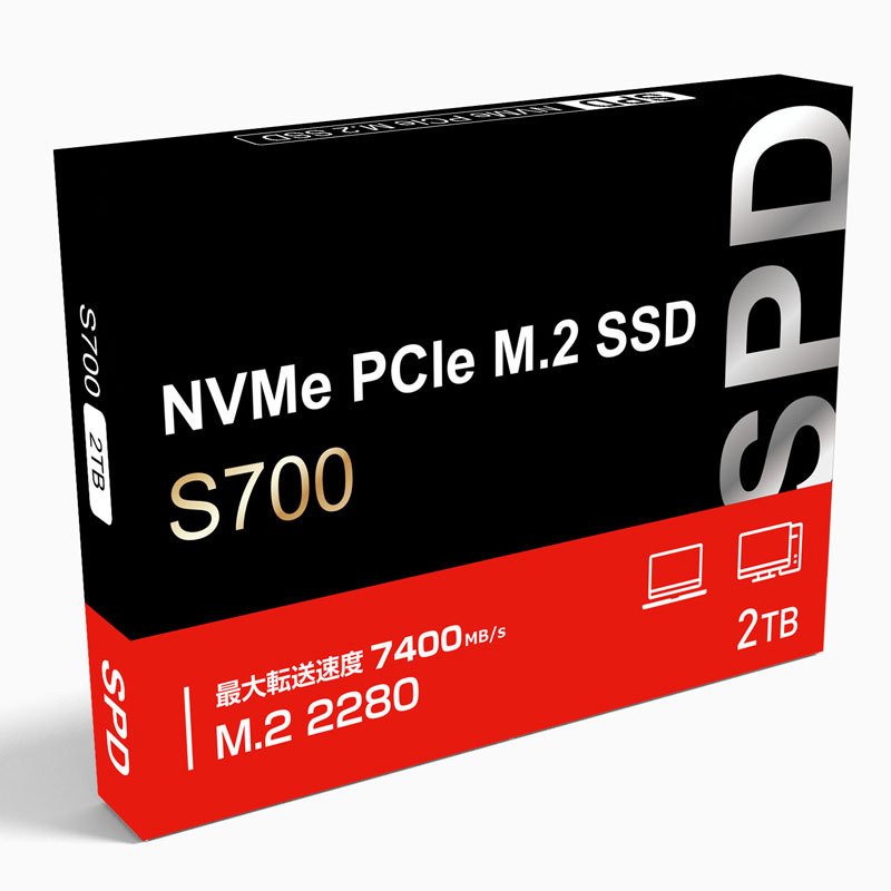 SPD SSD 2TB M.2 2280 PCIe Gen4x4 NVMe 3D NAND TLC R:7400MB/s W