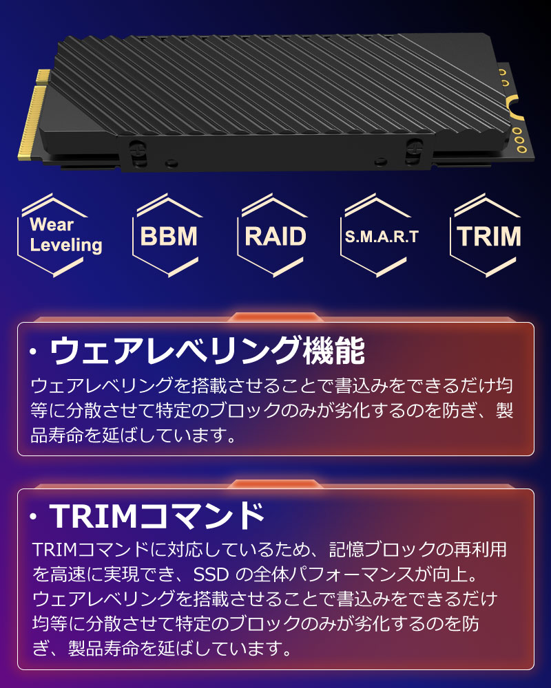 SPD SSD 2TB 3D NAND TLC ヒートシンク搭載 M.2 2280 PCIe SPD SSD 2TB 3D NAND TLC ヒートシンク搭載 M.2 2280 PCIe
