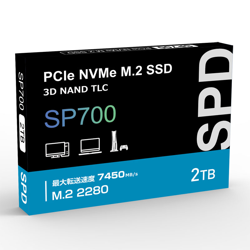 SPD製 SSD 2TB【3D NAND TLC】M.2 2280 PCIe Gen4x4 NVMe グラフェン 