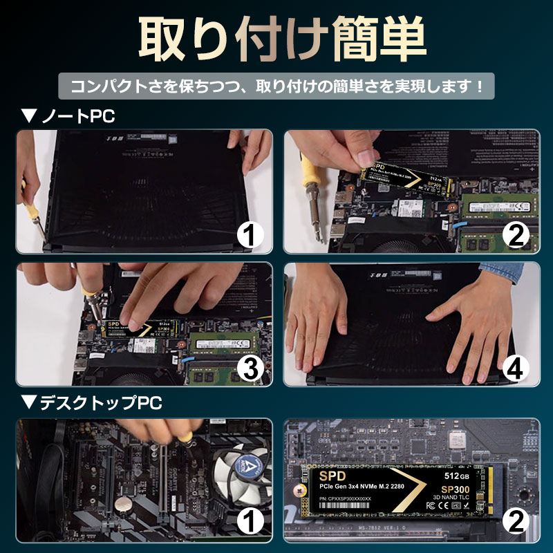 SPD ポイント2倍 SPD SSD 512GB【3D NAND TLC 】M.2 2280 PCIe Gen3x4