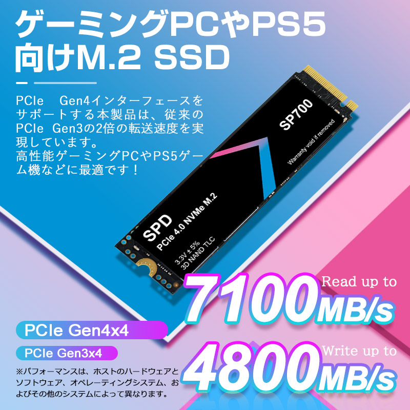 SPD SPD SSD 512GB【3D NAND TLC】M.2 2280 PCIe Gen4x4 NVMe 2.0