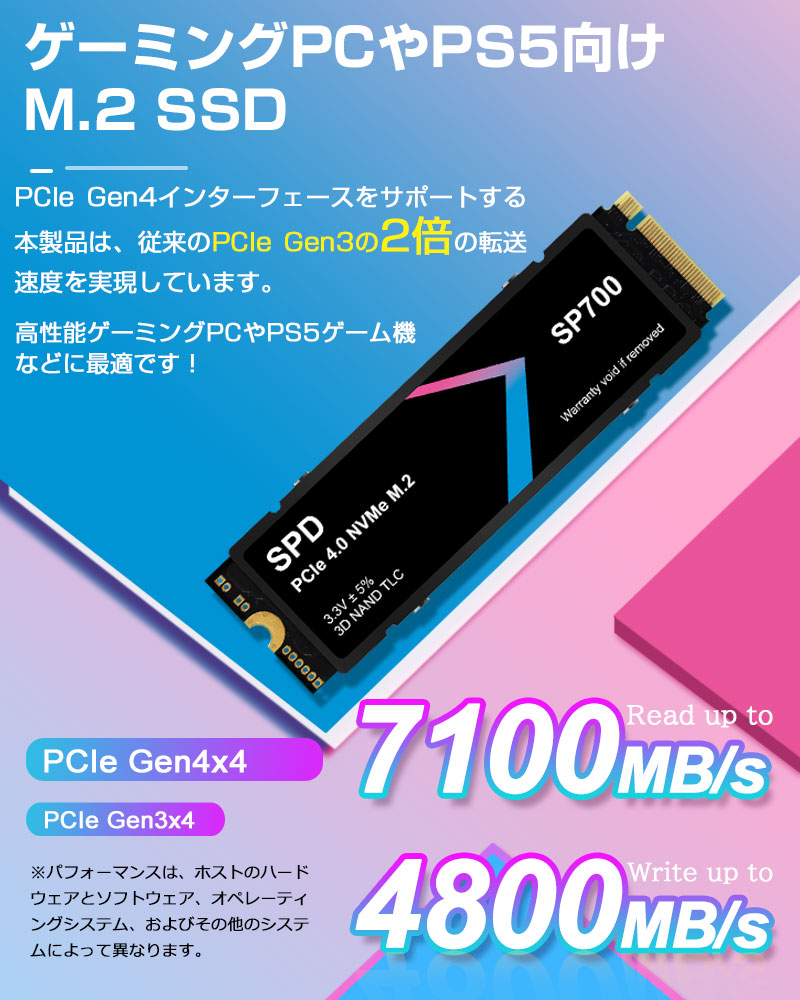 SPD SPD SSD 512GB【3D NAND TLC】M.2 2280 PCIe Gen4x4 NVMe 2.0