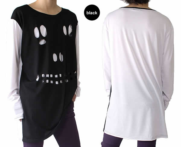 ざっくりカットスカルビッグTシャツカットソー A098 : スピード