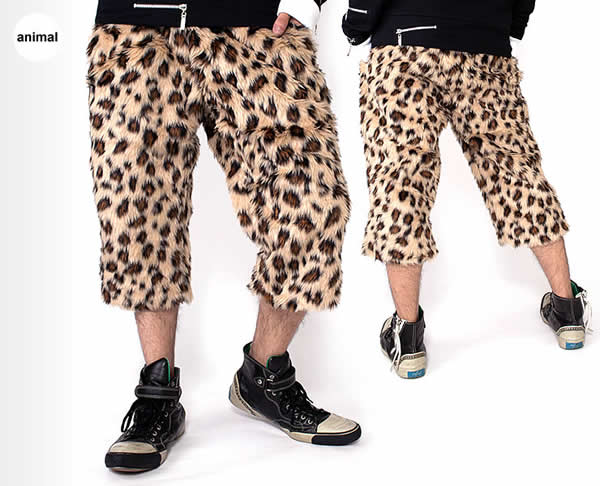 ショートパンツ ファー アニマル柄 ひょう柄 B046 : スピードオレンジ