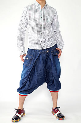 BLEU DE PANAME×コムデギャルソンコラボ サルエルハーフパンツ XS BLEU