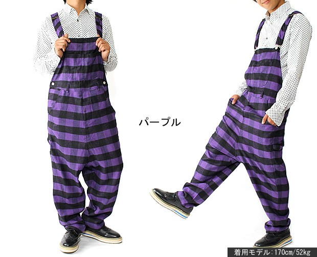 チェックサロペットサルエルパンツ メンズ レディース B189 : スピード