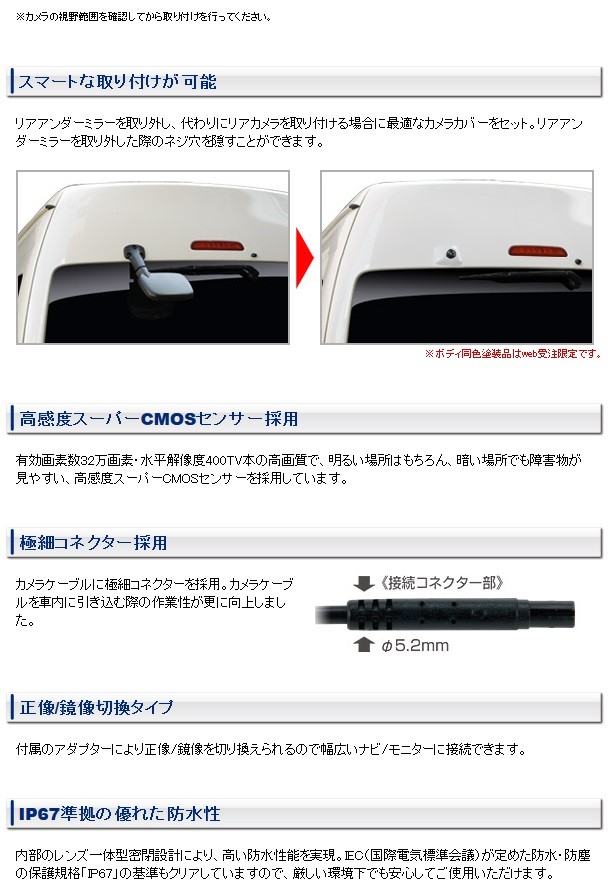  data system back camera kit RCK-23H1 200 series Hiace for angle adjustment attaching camera built-in delustering black 