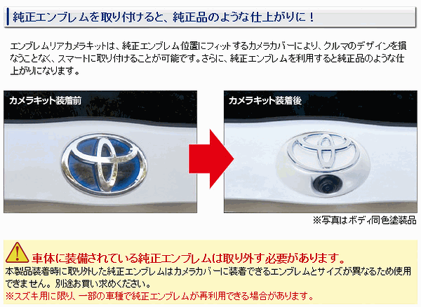 データシステム エンブレムバックカメラキット 角度調整付カメラ内蔵 つや消し黒