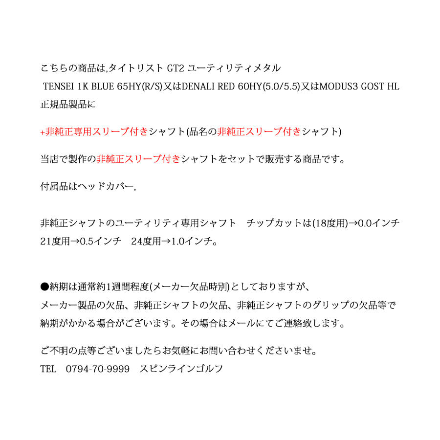 Titleist（タイトリスト） GT2 ユーティリティ TENSEI 1K BLUE HY or