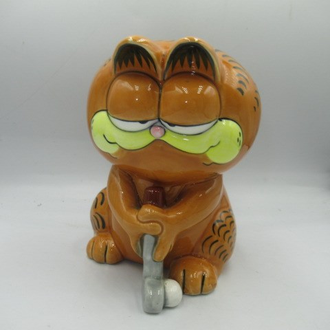 80's★GARFIELD★ガーフィールド★ビンテージ★陶器★BANK★貯金箱★ゴルフ★フィギュア★ぬいぐるみ★人形★