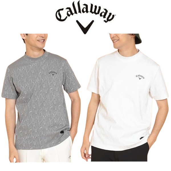 キャロウェイC24234104メンズモックネック ブラック LLサイズ Callaway（キャロウェイ） メンズ ゴルフウェア 半袖 ロゴジャカード
