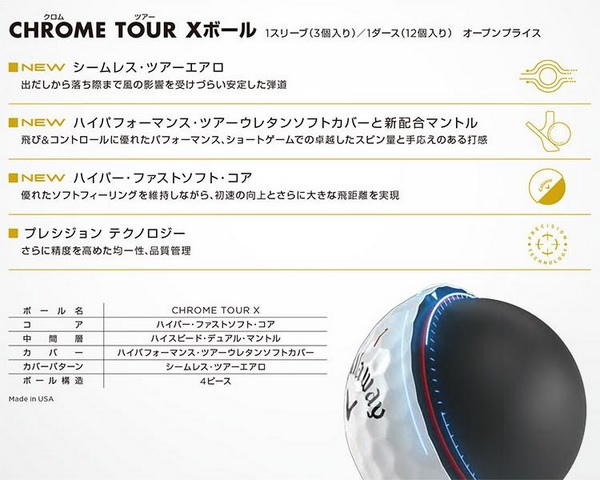 Callaway（キャロウェイ） ゴルフボール クロム ツアー エックス