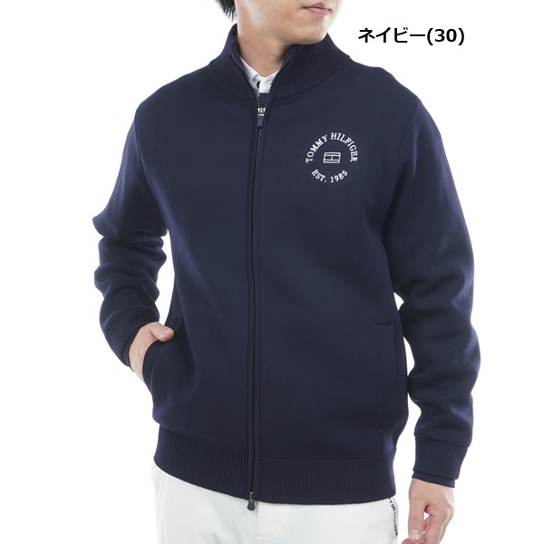 美品　トミーヒルフィガーゴルフ　ジャケット　ニット　中綿　ネイビー　総柄　M TOMMY HILFIGER GOLF（トミー ヒルフィガー ゴルフ） トミー