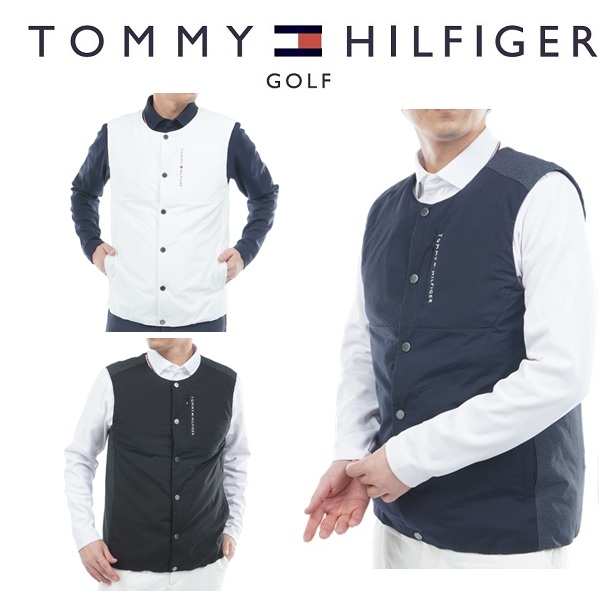 トミーヒルフィガーゴルフ(  GOLF)ゴルフウェア 防風 ノーカラー中綿ベスト THMA585-B… TOMMY HILFIGER GOLF（トミー ヒルフィガー ゴルフ） トミー