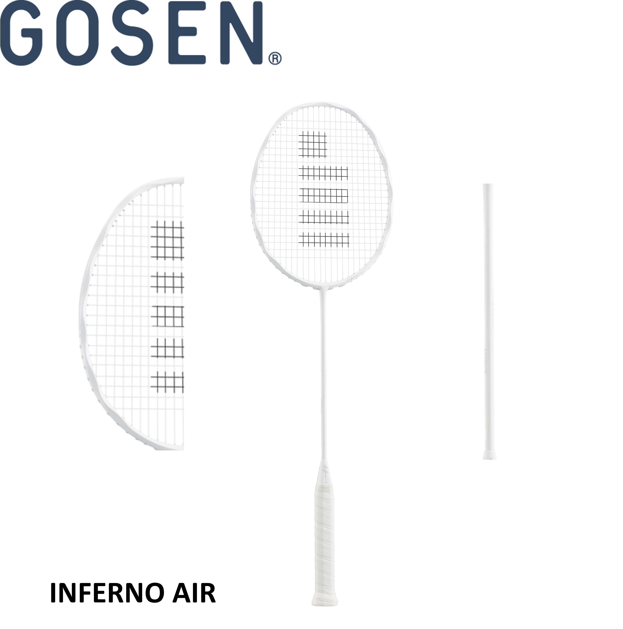 《ガット代・張り代・送料無料》ゴーセン GOSEN バドミントンラケット INFERNO AIR インフェルノエア BRIFAR マットホワイト バドミントン