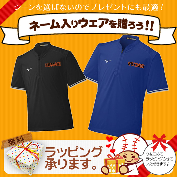 Vジャン / ミズノプロ ハープジップジャケット 半袖 侍ジャパン モデル ミズノ 野球 Vジャン 刺繍対応品 ミズノプロ ウェア mizuno