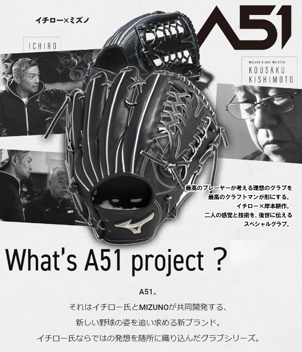 Mizuno Pro A51 軟式グローブ グレー ミズノプロ mizunopro 軟式 グローブ 内野用 イチロー A51