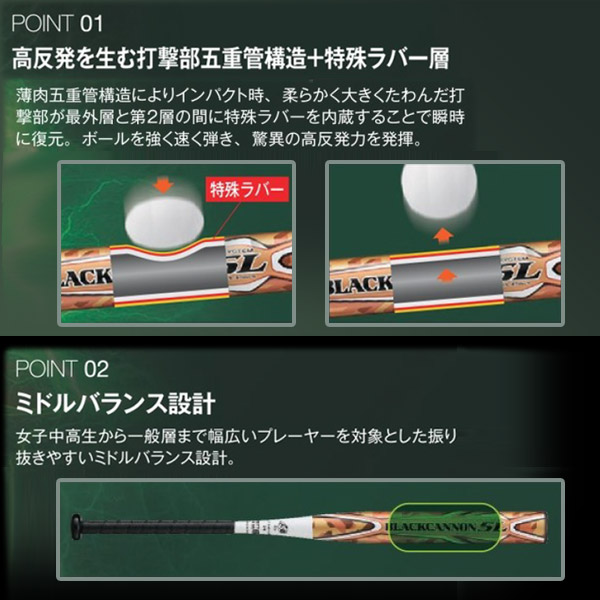 ゼット 3号ソフトボールバット ブラックキャノン 5L