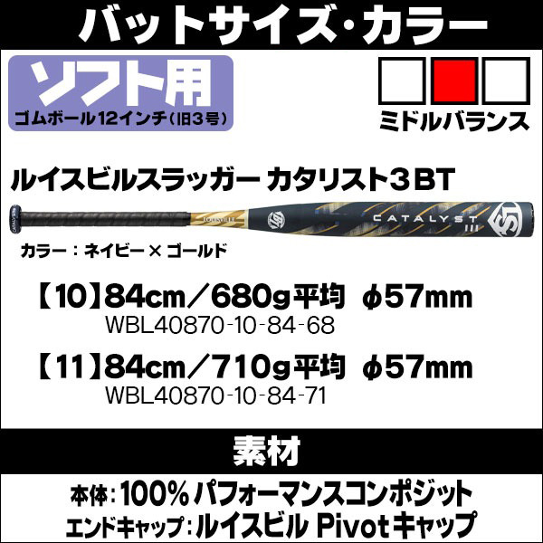 ルイスビルスラッガー 12インチ（旧3号）ソフトボールバット（ゴムボール） カタリスト3 TI BT