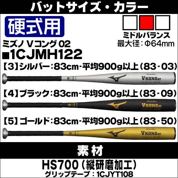 MIZUNO（ミズノ） カスタムが無料！硬式バット / Vコング02 硬式