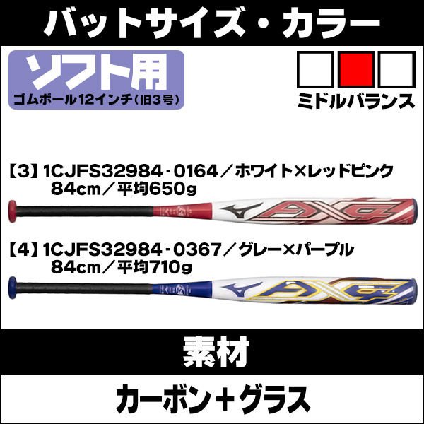 ミズノ 12インチ（旧3号）ソフトボールバット（ゴムボール） エーエックスフォー