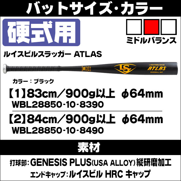 硬式バット / アトラス ルイスビルスラッガー 硬式 バット 金属 2024