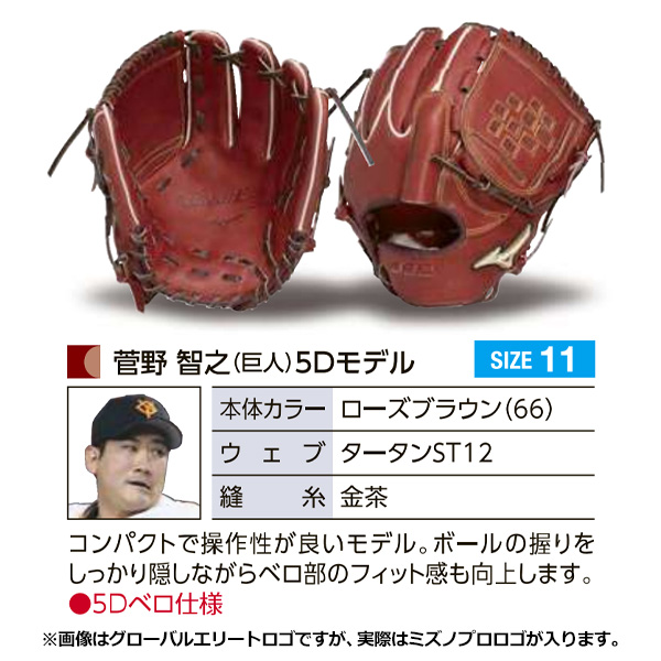 ミズノプロ　当店限定オリジナルオーダーグラブ　投手用　菅野5D型　型付け済み MIZUNO ミズノプロ/オーダーグラブ/硬式グローブ/菅野智之5D