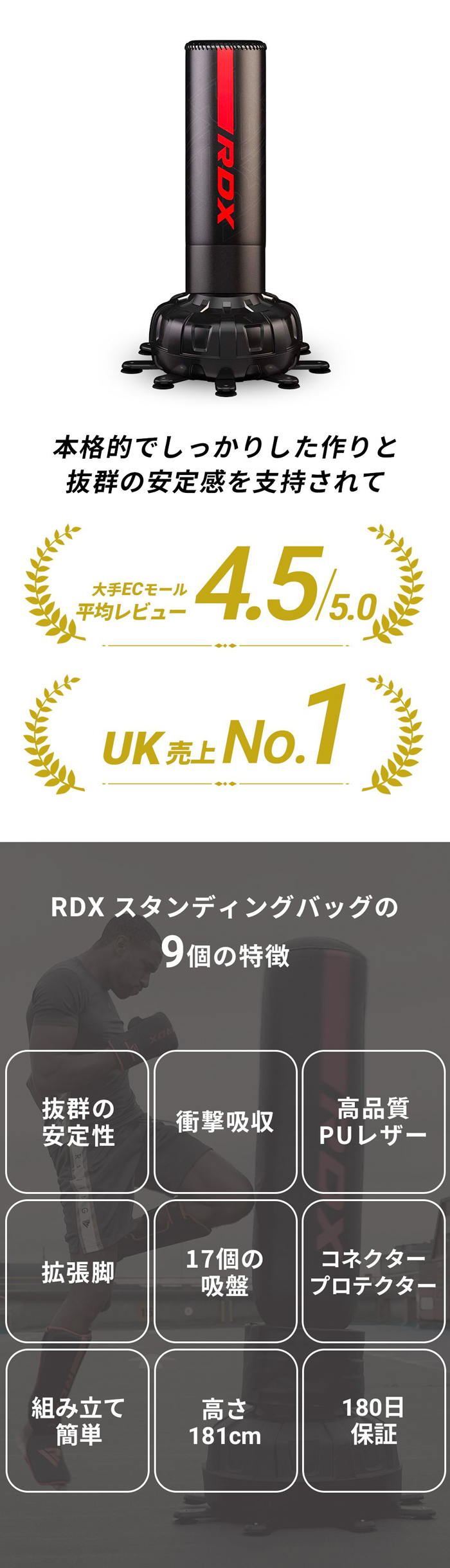 RDX公式 スタンディングバッグ サンドバッグ 自立型 自宅用 ボクシング