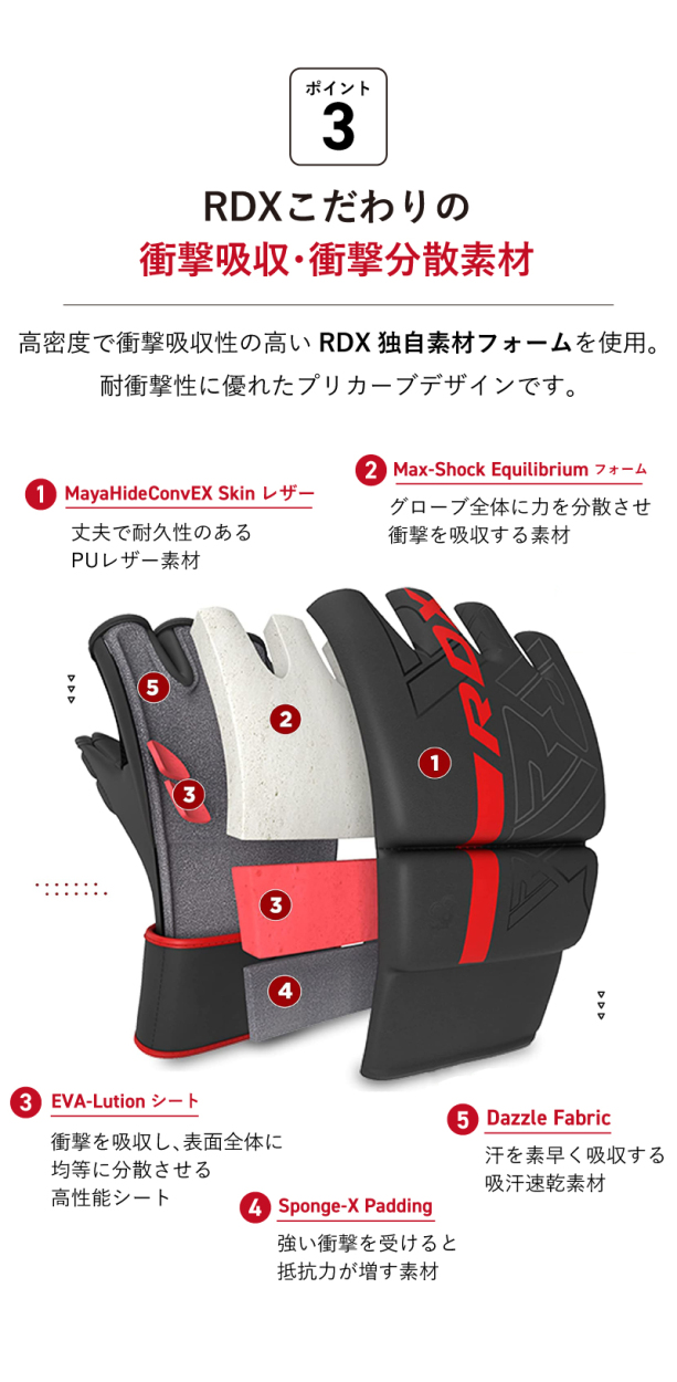 オープンフィンガーグローブ 総合格闘技 MMA RDX KARA