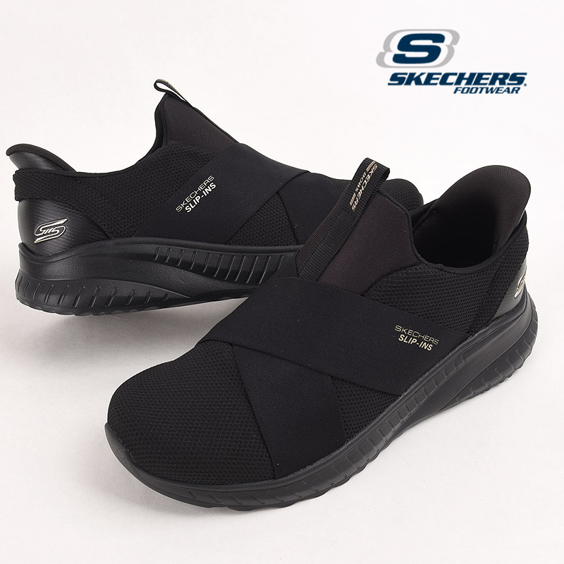 【美品】スケッチャーズ スリップインズ BOBS WideFit ブラック 24 SKECHERS スケッチャーズ レディース スニーカー スリップインズ