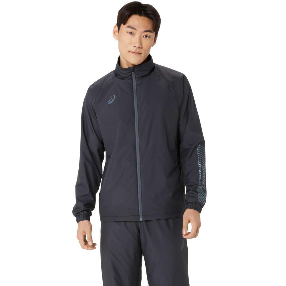 アシックス　ナイロンジャージ　上下　XL グレー/ブラック　ウィンドブレーカー ASICS（アシックス） 「上下セット」アシックス 健康・ボディケア